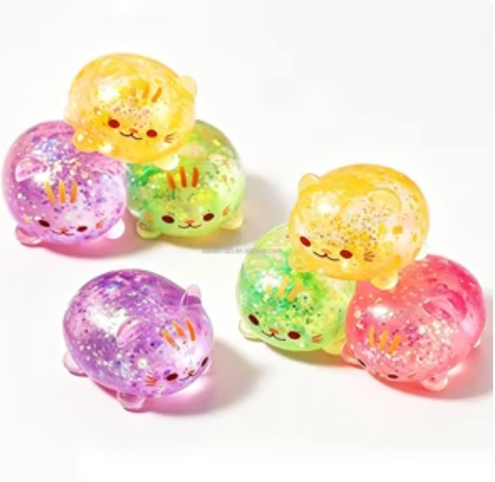 12 Pack Cat Squishy Sensory ASMR Glitter